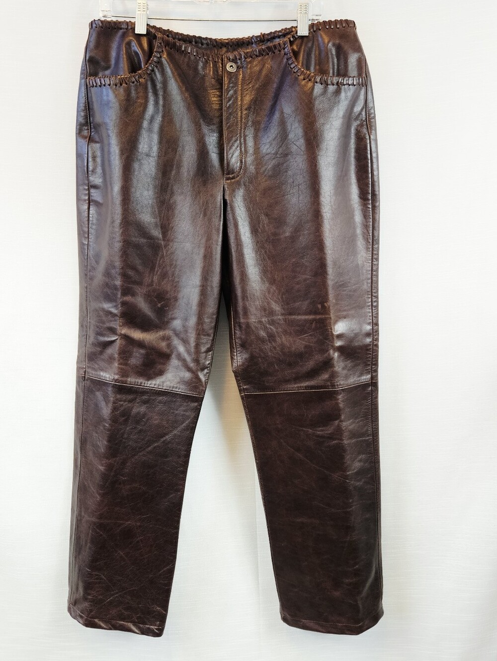 Vintage Liz Claiborne 100% Leather Chocolate Brown Pant size 16